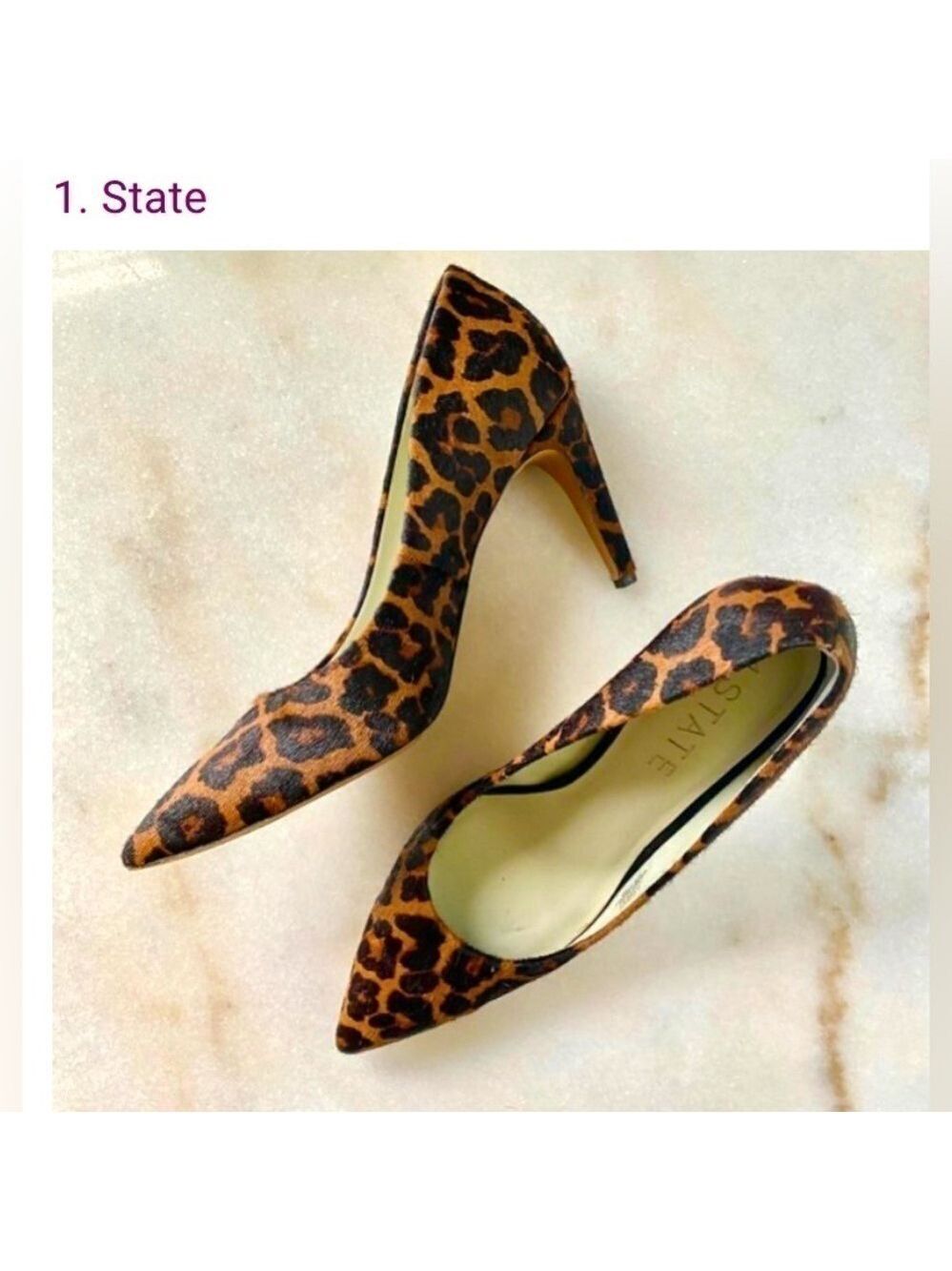 1.STATE Hedde 2 (Whiskey Multi/Leopard Haircalf) Women's 8.5 Heels great cond